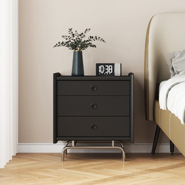 Modern Simplicity Cube Solid Wood Nightstand 3-Drawer For Bedroom - Image 9