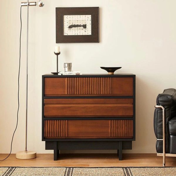 Traditional French Solid Wood Rectangular Narrow Console Table Storage Cabinet 3-Drawer For Entryway