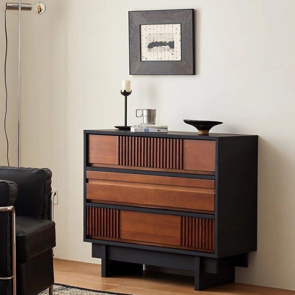 Traditional French Solid Wood Rectangular Narrow Console Table Storage Cabinet 3-Drawer For Entryway - Image 3