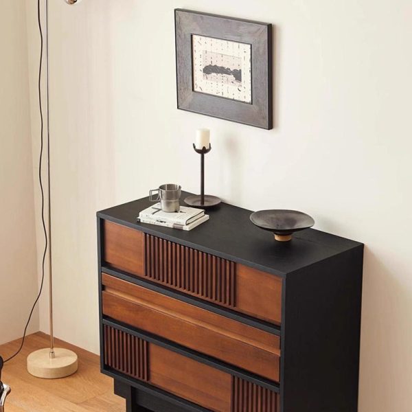 Traditional French Solid Wood Rectangular Narrow Console Table Storage Cabinet 3-Drawer For Entryway - Image 9