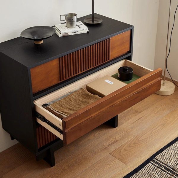Traditional French Solid Wood Rectangular Narrow Console Table Storage Cabinet 3-Drawer For Entryway - Image 8