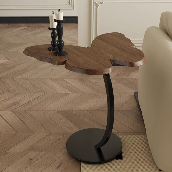 Contemporary Creative Butterfly Solid Wood Top Iron End Table For Living Room - Image 3