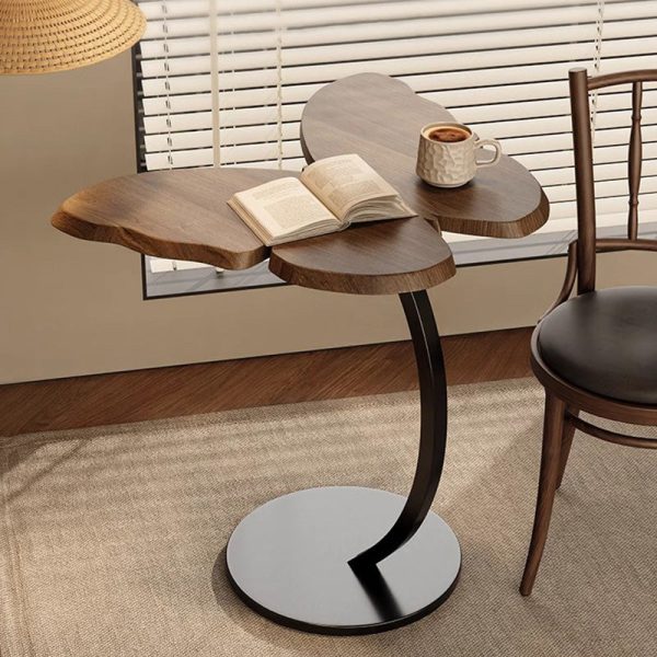 Contemporary Creative Butterfly Solid Wood Top Iron End Table For Living Room - Image 17