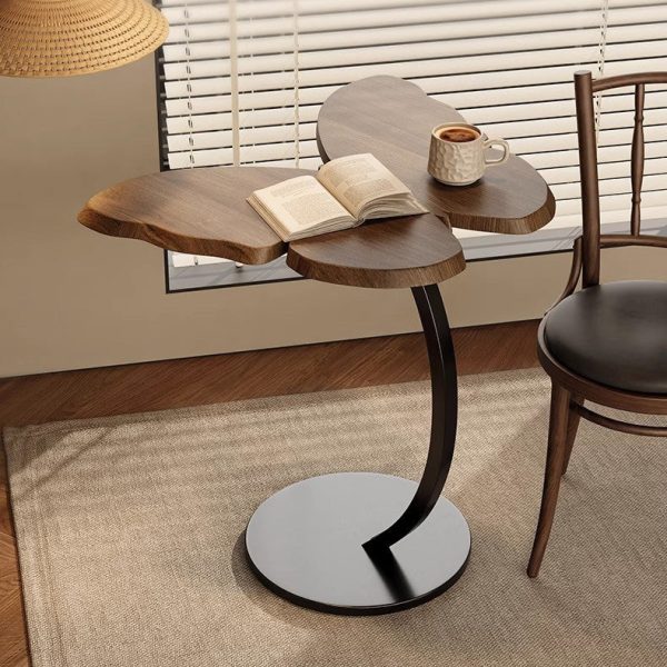 Contemporary Creative Butterfly Solid Wood Top Iron End Table For Living Room - Image 14