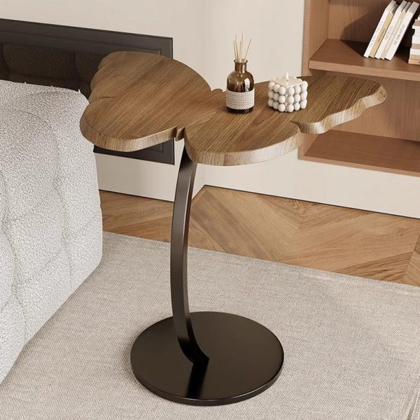 Contemporary Creative Butterfly Solid Wood Top Iron End Table For Living Room - Image 2