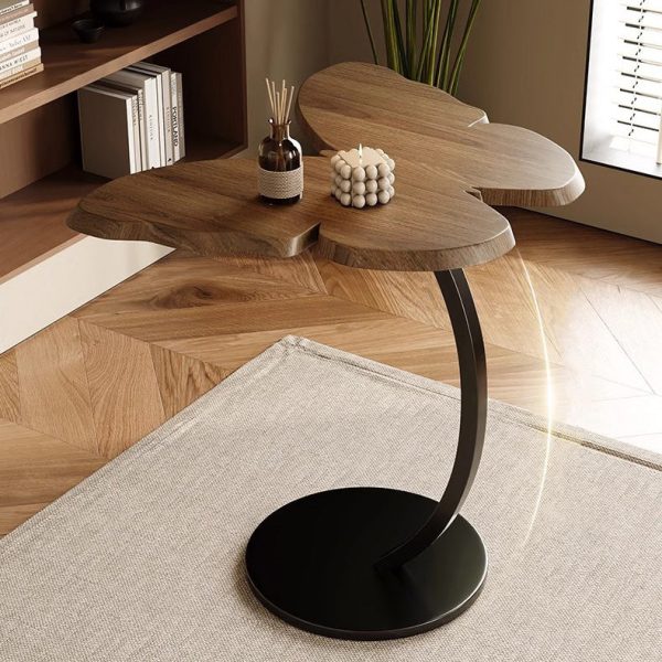 Contemporary Creative Butterfly Solid Wood Top Iron End Table For Living Room - Image 9