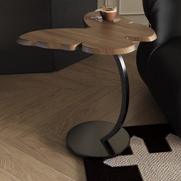 Contemporary Creative Butterfly Solid Wood Top Iron End Table For Living Room - Image 10
