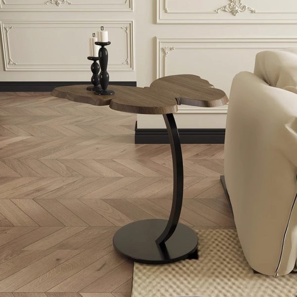 Contemporary Creative Butterfly Solid Wood Top Iron End Table For Living Room - Image 11
