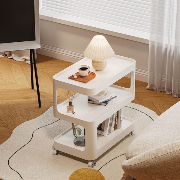 Modern Simplicity Sintered Stone Rectangular Tray Top Iron Induction Light Movable End Table 3-Tier Storage Shelves For Living Room - Image 10