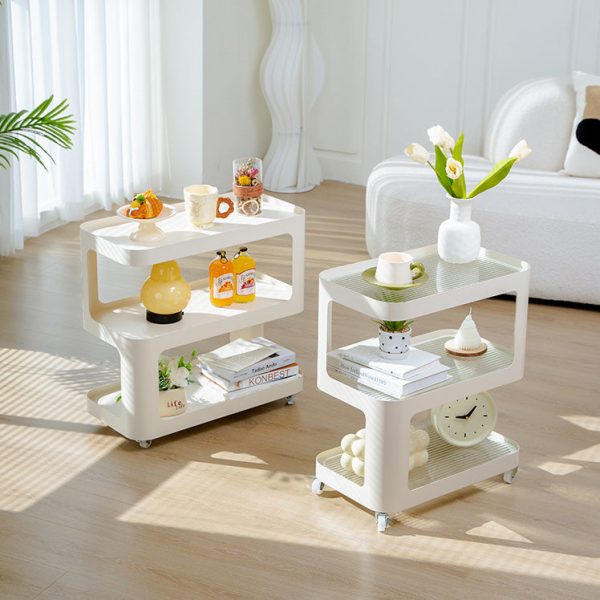 Modern Simplicity Sintered Stone Rectangular Tray Top Iron Induction Light Movable End Table 3-Tier Storage Shelves For Living Room - Image 14