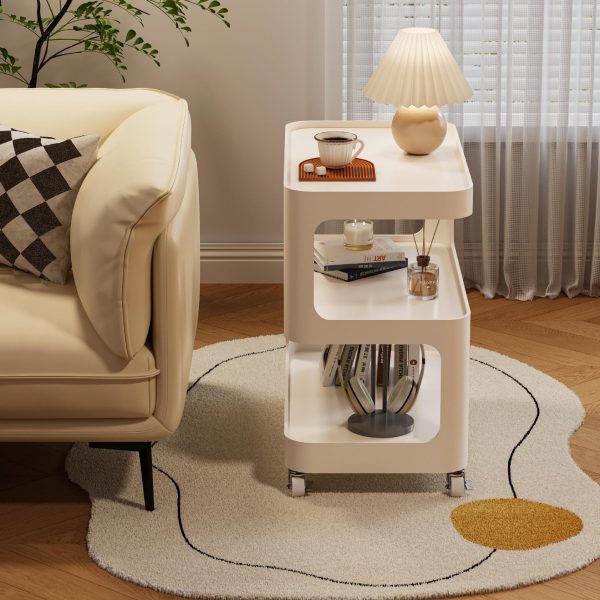 Modern Simplicity Sintered Stone Rectangular Tray Top Iron Induction Light Movable End Table 3-Tier Storage Shelves For Living Room - Image 13