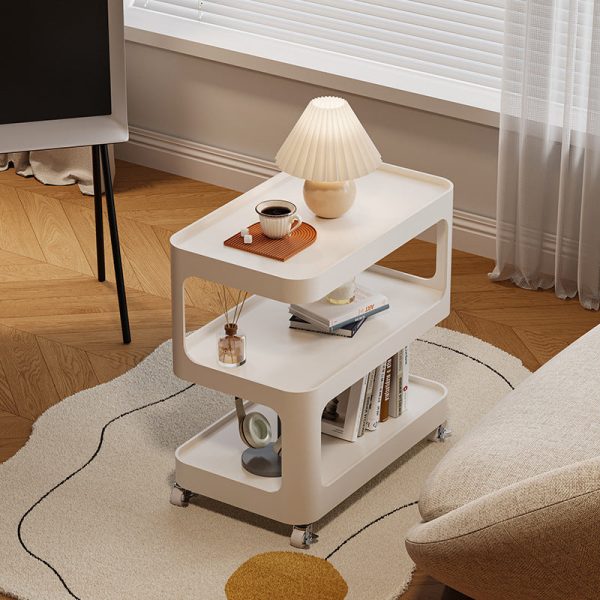 Modern Simplicity Sintered Stone Rectangular Tray Top Iron Induction Light Movable End Table 3-Tier Storage Shelves For Living Room - Image 8