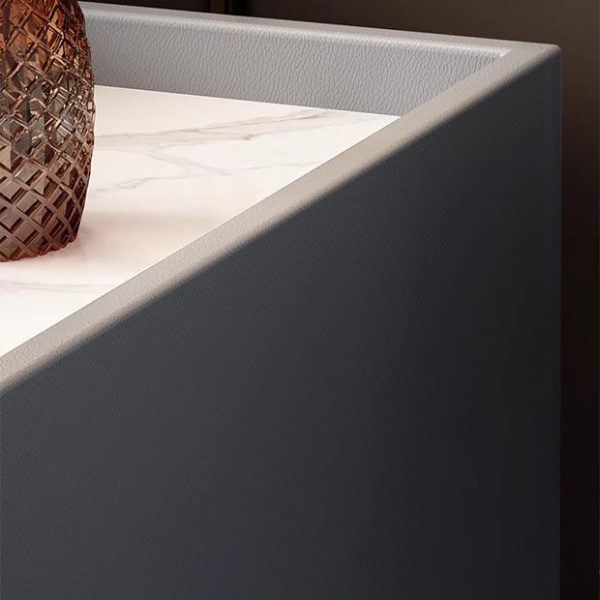 Contemporary Simplicity Sintered Stone Rectangular Top Solid Wood Frame Ultra-Narrow Nightstand Space-Saving Cabinet 2-Drawer For Bedroom - Image 6