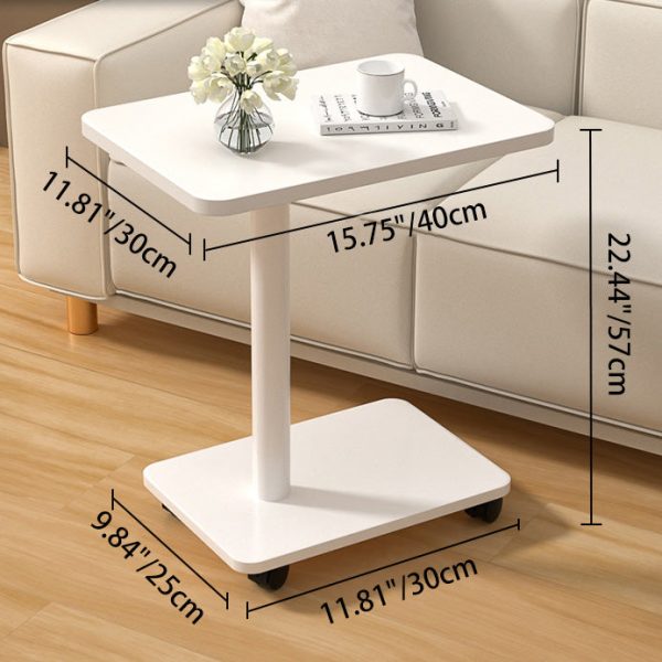 Modern Simplicity MDF Rectangular Top Steel Pipe End Table 2- Tier With Casters For Living Room - Image 3