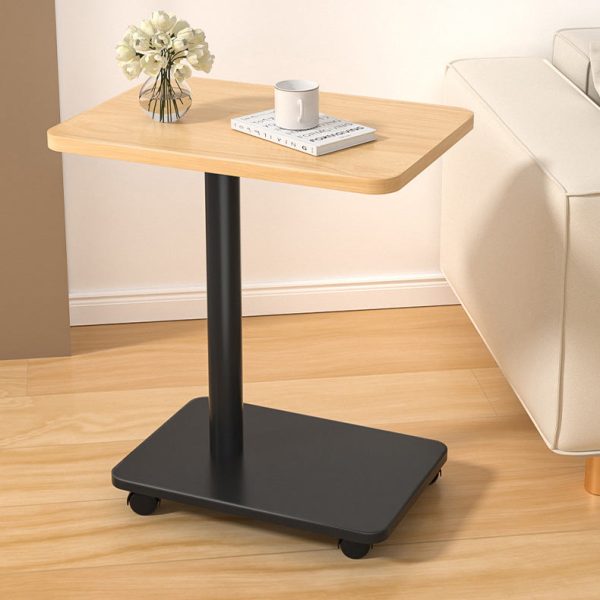 Modern Simplicity MDF Rectangular Top Steel Pipe End Table 2- Tier With Casters For Living Room - Image 10