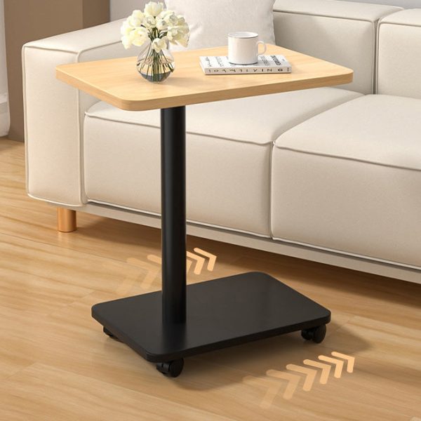 Modern Simplicity MDF Rectangular Top Steel Pipe End Table 2- Tier With Casters For Living Room - Image 5