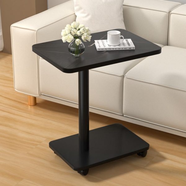 Modern Simplicity MDF Rectangular Top Steel Pipe End Table 2- Tier With Casters For Living Room - Image 13