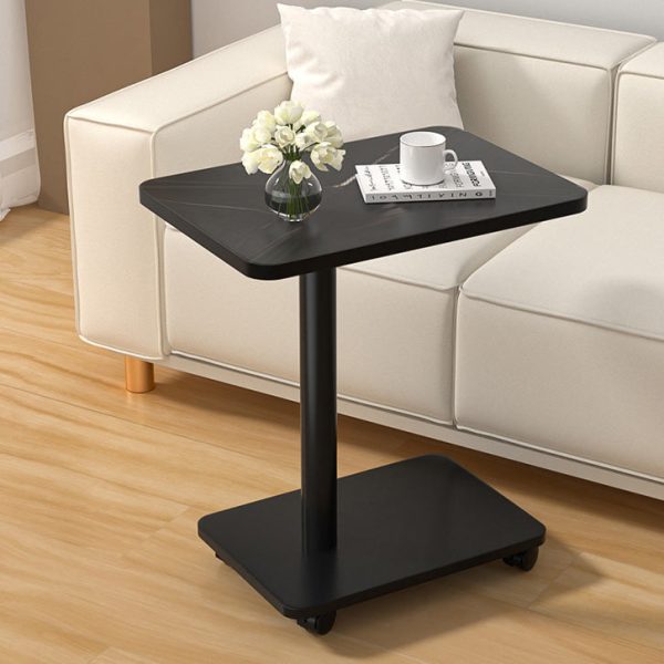 Modern Simplicity MDF Rectangular Top Steel Pipe End Table 2- Tier With Casters For Living Room