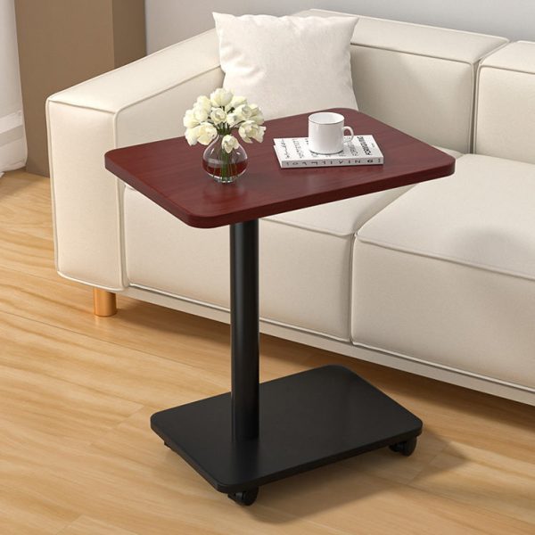 Modern Simplicity MDF Rectangular Top Steel Pipe End Table 2- Tier With Casters For Living Room - Image 2