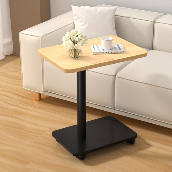Modern Simplicity MDF Rectangular Top Steel Pipe End Table 2- Tier With Casters For Living Room - Image 6