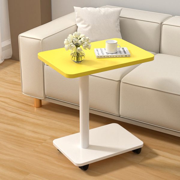 Modern Simplicity MDF Rectangular Top Steel Pipe End Table 2- Tier With Casters For Living Room - Image 7