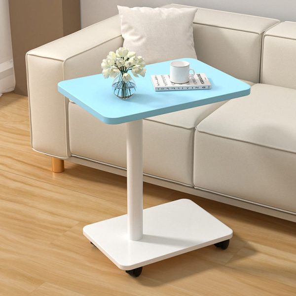Modern Simplicity MDF Rectangular Top Steel Pipe End Table 2- Tier With Casters For Living Room - Image 8