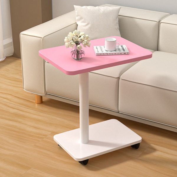 Modern Simplicity MDF Rectangular Top Steel Pipe End Table 2- Tier With Casters For Living Room - Image 9