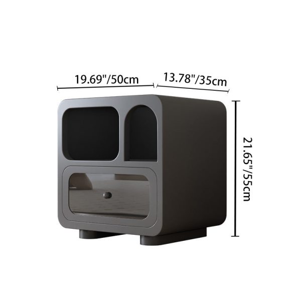 Contemporary Simplicity Cube Solid Wood Nightstand 1-Drawer For Bedroom - Image 4