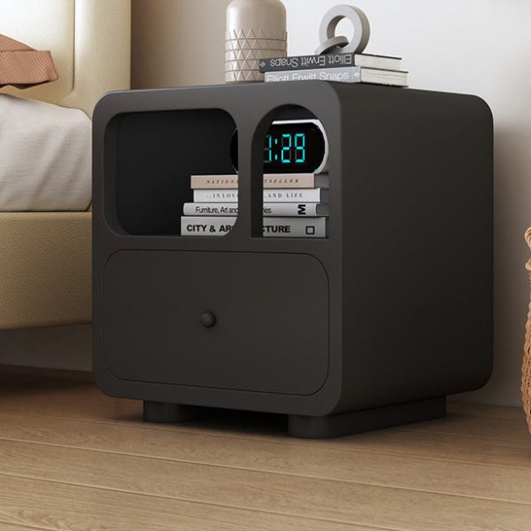Contemporary Simplicity Cube Solid Wood Nightstand 1-Drawer For Bedroom - Image 11