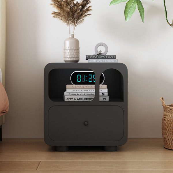 Contemporary Simplicity Cube Solid Wood Nightstand 1-Drawer For Bedroom - Image 2
