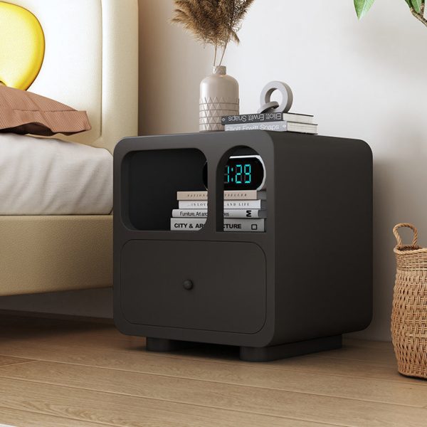 Contemporary Simplicity Cube Solid Wood Nightstand 1-Drawer For Bedroom