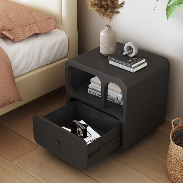 Contemporary Simplicity Cube Solid Wood Nightstand 1-Drawer For Bedroom - Image 13