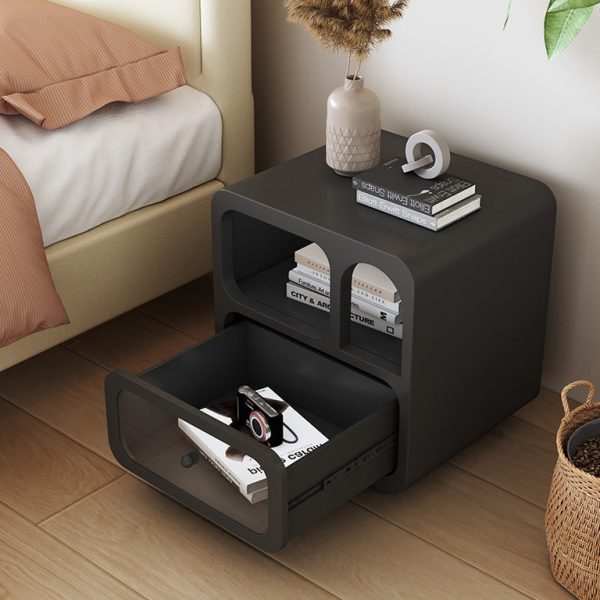 Contemporary Simplicity Cube Solid Wood Nightstand 1-Drawer For Bedroom - Image 16