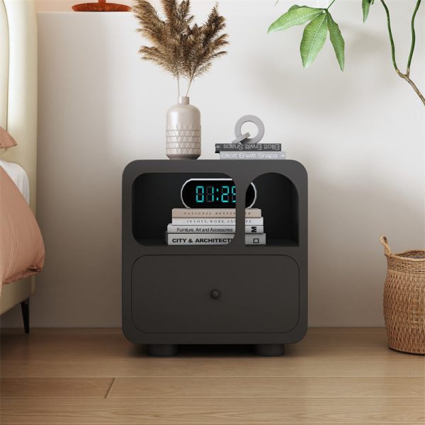Contemporary Simplicity Cube Solid Wood Nightstand 1-Drawer For Bedroom - Image 18