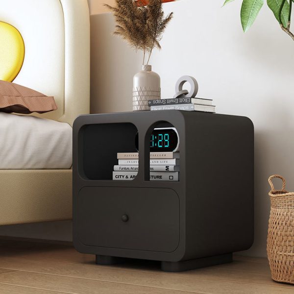 Contemporary Simplicity Cube Solid Wood Nightstand 1-Drawer For Bedroom - Image 8