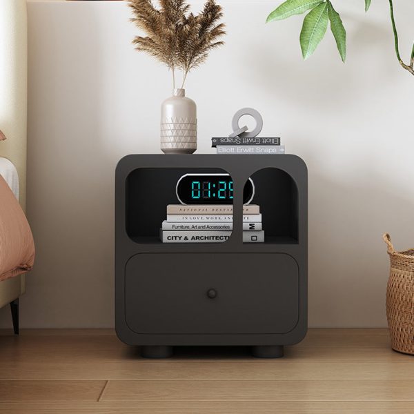 Contemporary Simplicity Cube Solid Wood Nightstand 1-Drawer For Bedroom - Image 9