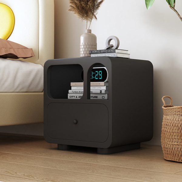 Contemporary Simplicity Cube Solid Wood Nightstand 1-Drawer For Bedroom - Image 10