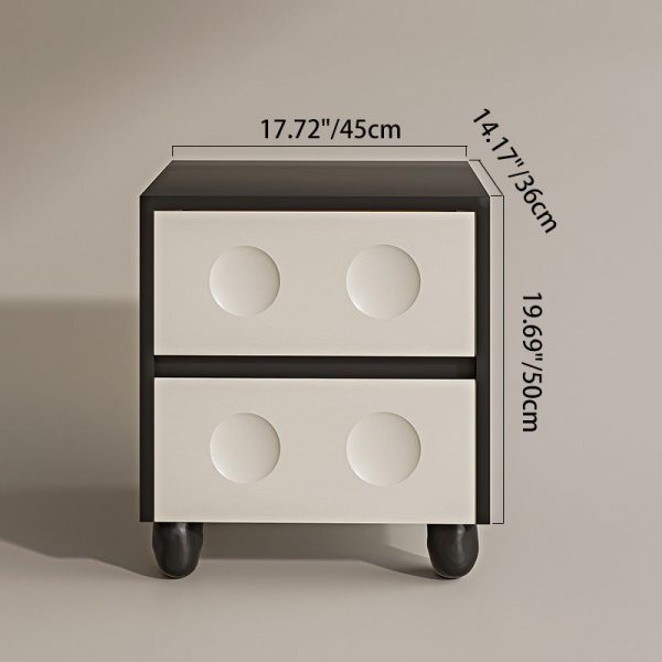 Modern Mid-Century Cube Solid Wood RPF Pebble-Foot Nightstand 2-Drawer For Bedroom - Image 4