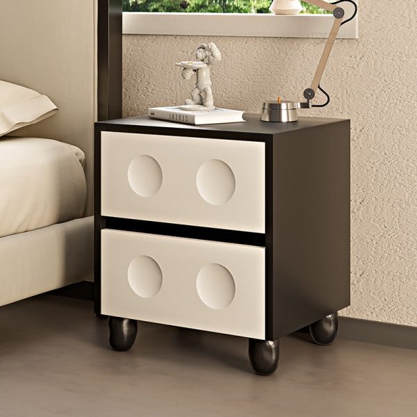 Modern Mid-Century Cube Solid Wood RPF Pebble-Foot Nightstand 2-Drawer For Bedroom - Image 9