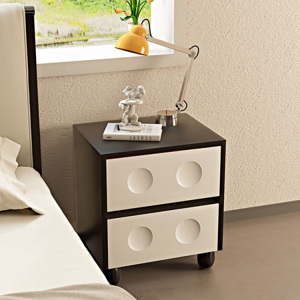 Modern Mid-Century Cube Solid Wood RPF Pebble-Foot Nightstand 2-Drawer For Bedroom - Image 3