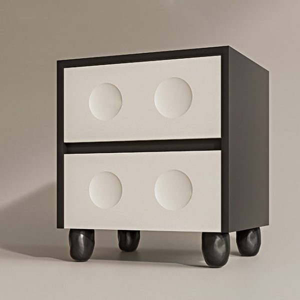 Modern Mid-Century Cube Solid Wood RPF Pebble-Foot Nightstand 2-Drawer For Bedroom - Image 7