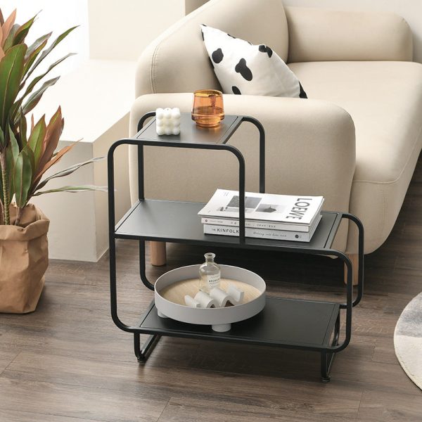 Contemporary Nordic Rectangular Iron Side Table 3-Tier Storage Shelves For Living Room