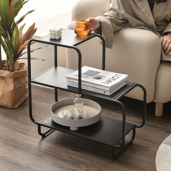 Contemporary Nordic Rectangular Iron Side Table 3-Tier Storage Shelves For Living Room - Image 9