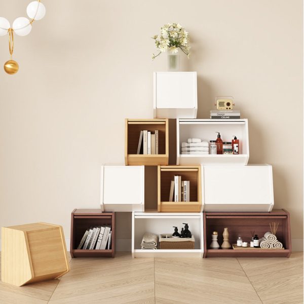 Contemporary Nordic Solid Wood Modular Cube Storage Cabinet Books Toys & Snacks Multi-Layer Organizer With Doors For Bedroom & Living Room - Image 3