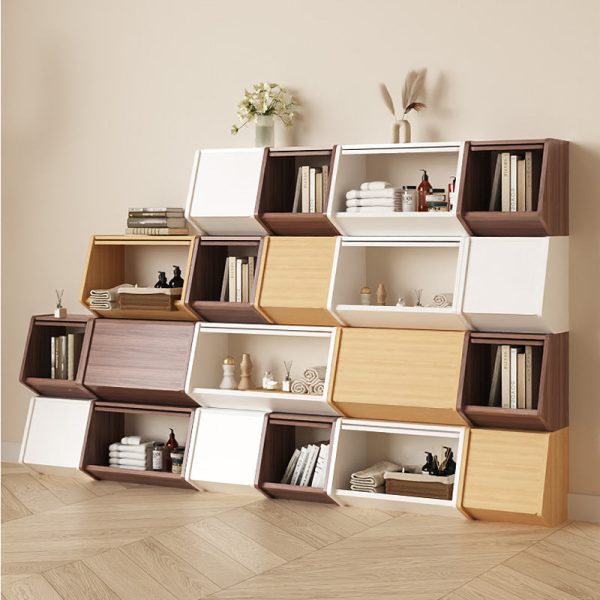 Contemporary Nordic Solid Wood Modular Cube Storage Cabinet Books Toys & Snacks Multi-Layer Organizer With Doors For Bedroom & Living Room - Image 9