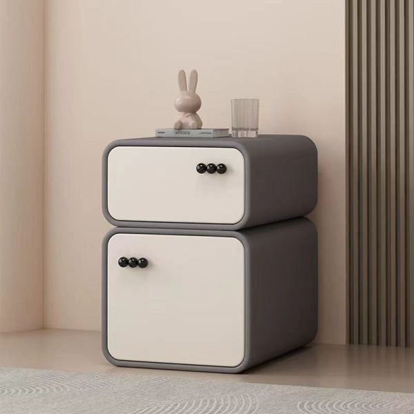 Contemporary Scandinavian Cream Rectangular Wood Density Panel Nightstand 2-Drawer For Bedroom - Image 15