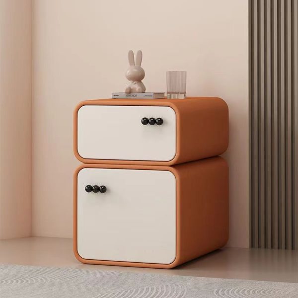 Contemporary Scandinavian Cream Rectangular Wood Density Panel Nightstand 2-Drawer For Bedroom - Image 13