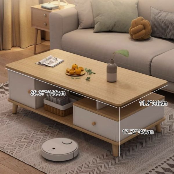 Modern Minimalist Rectangular Wood Density Plate Coffee Table For Living Room - Image 4