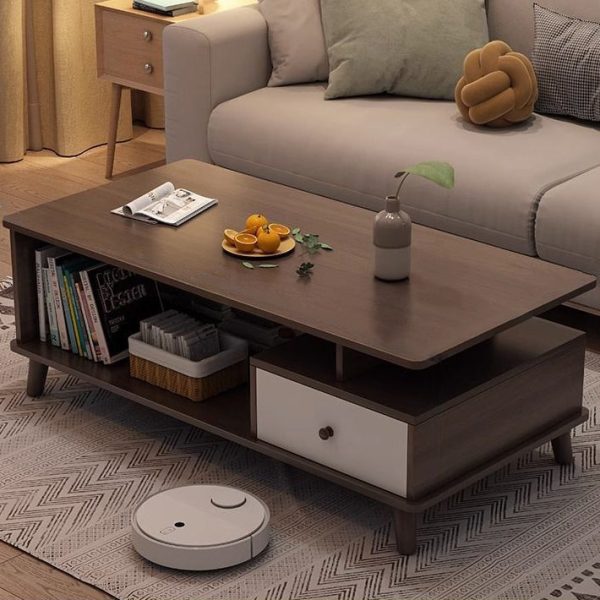 Modern Minimalist Rectangular Wood Density Plate Coffee Table For Living Room - Image 3