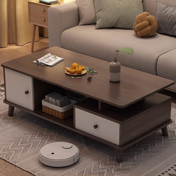 Modern Minimalist Rectangular Wood Density Plate Coffee Table For Living Room - Image 10